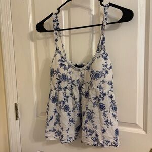 Vintage 2000’s Babydoll tank blue floral pattern